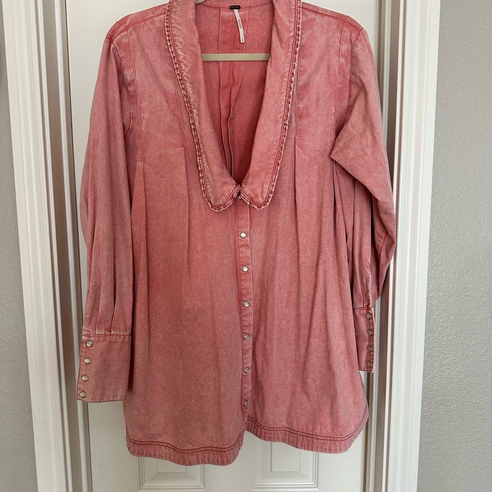 Free People Dusty Pink Blouse with Button Details